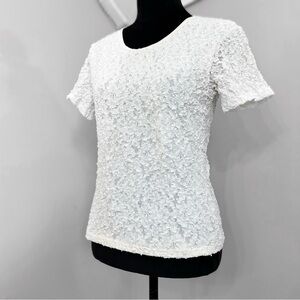 Topolino Vintage White Short Sleeve Lace Top Delicate Feminine Details